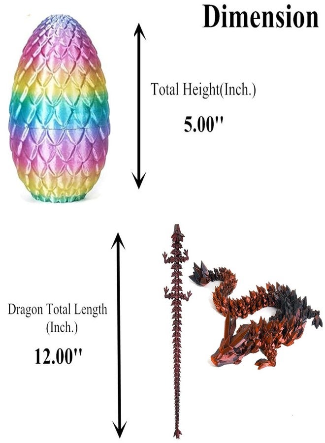 HEFANDAISHU 3D Printed Dragon Easter Egg,8.5in. Articulated Crystal Dragon Fidget Toy,Perfect Basket Essentials Stuffers (1set & 12inch CandyMulti, L8.5inch Dragon&H3.5inch Egg) - Image 3